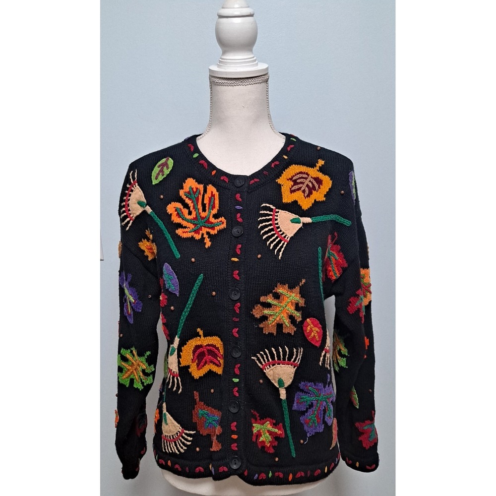 Design Options By Philip And Jane Gordon Fall Leaf Harvest Cardigan Sweater S